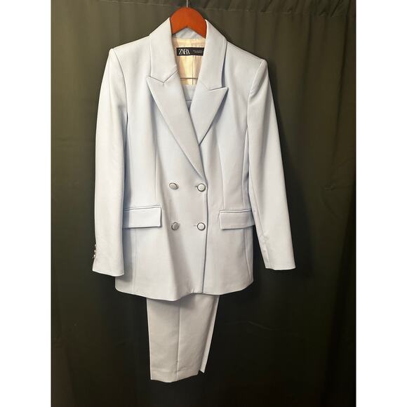 Zara 2 Piece Set Double Breasted Shoulder Pad Blazer and Slim High Waist Pants - Picture 8 of 15